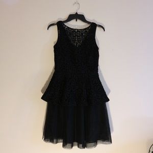 Adrianna Papell Black Lace Midi Dress